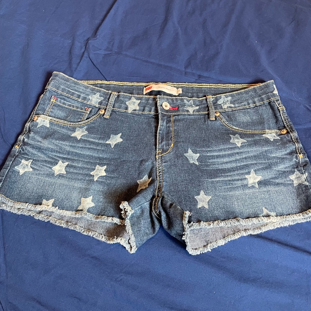 Levi's Blue Distressed Jean Shorts